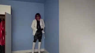 Playing in black & white leather.