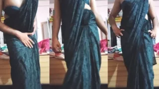 Indian Gay Crossdresser Gaurisissy Looking Hot in Black Saree