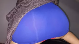 Nymphomaniac wife can't stand the heat and masturbates her pussy with a table after playing with her huge tits.