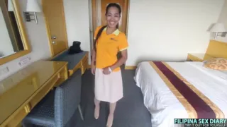 A sexy Asian flight attendant fucks on her layover
