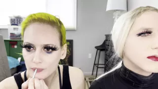 Drag Queen and Woman Makeover Transformation  - Mascara, Fake Lashes, Lipstick