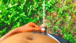 Indian hairy cock pissing outdoor.