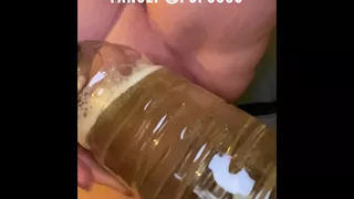 Fucking my pussy whilst desperate to piss then peeing in a bottle