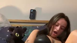 Horny big ass teen dildo in moans out