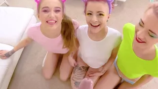 Fucking my three lesbian friends-Lottie gets a strap-on too