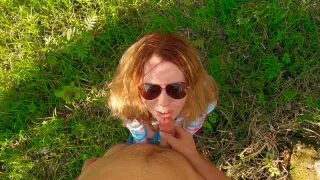 Verified Amateurs - Cum On Ginger Glasses And Hair - Outdoor Blowjob Of Young Redhead Girl
