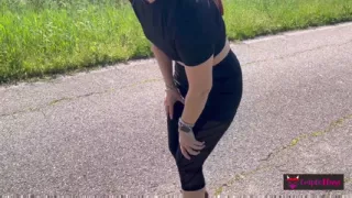 Fuck and Footjob After a Run in the Country