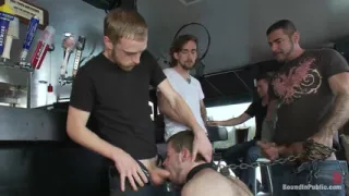 Two Hairy Sluts Get Used in a Bar Full of Horny Strangers