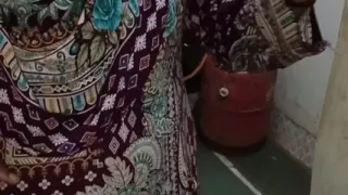 Drinking yellow milk to the neighbor