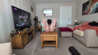 Sissy sub taking 14" dildo and gaping