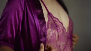 Satin Fetish Purple Sexy Lingerie