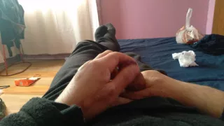 Mega cock about to release milk in the middle of masturbation