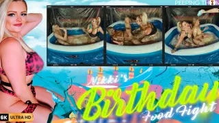Niki B and Loula Lou - Birthday Food Fight with a Live Audience - PeepingThom