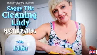 Masturbating British Cleaning Lady Ellie Plays With Her Saggy Tits And Shaved Pussy