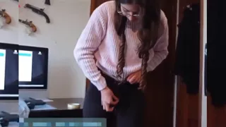 Cute Brunette Is Fucked Under Skirt Cum on Her Ass