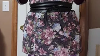 Gay crossdress tease, masturbate, cum on my purple nylon pantyhose.