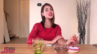 Brunette Vixen Teases Her Man on a Date Using the Soles of Her Feet and Heels