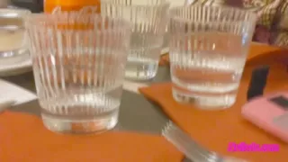 Nyllady Dangling in a Pizzeria