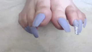 Lavender long long toenails wiggle wave