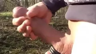 Uncut Twink with Stretched Balls Cums Outside