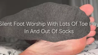 Silent Foot Worship with Lots of Toe Play in and Out of Socks