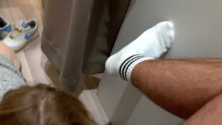 Risky Public - Naughty Girl Plays with Cock in the Middle of Clothing Store - Gets Rewarded Doggy in Changing Room