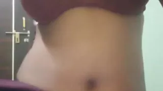 Desi Girl Next Door Casual T-shirt Reveal to Sexy Bra & Denim Shorts