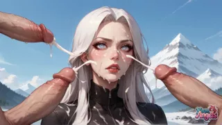 Snowy Summit 4-penise Semen Spray Orgy