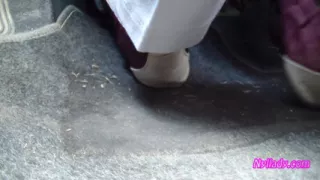 Nyllady Driving in Flats and Changes Her Hosed Feet in Sandals