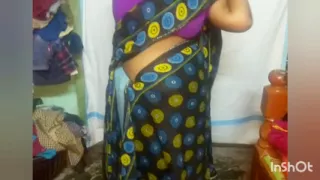 Kerala malayali housewife saree changing in village homemade
