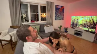 Hot milf is having some nice and cozy time in the sofa