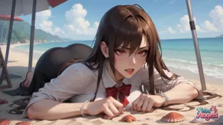 5-milky-stroke Beach Bliss: Woman Drenched in Creamy Semen