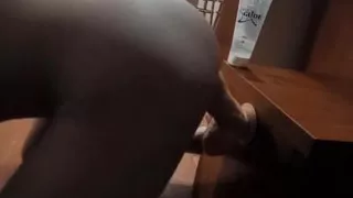 getting practice on 10 inch dildo