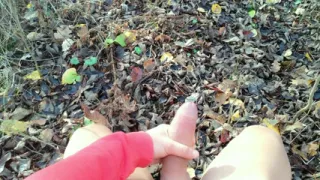 Outdoor Cumshot on Dry Leaves ( Autumn Outdoor )