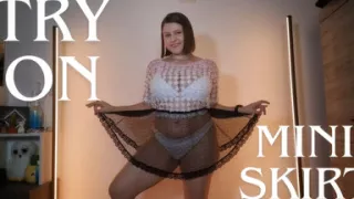 Sheer Mini Skirt Try-on: Three Transparent Looks on Curvy Body