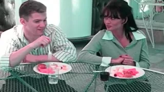 Blonde Seductress at the Patio Table: Hot Oral Fun