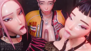 Rumi Mira Zoey Huntrix Triple Titjob 3D