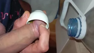The Stud with the Big Cock Is Eager to Fuck an Ass, Cumshot in the Mouth of the Bottle!