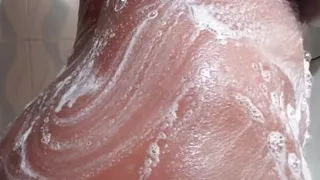 In the Shower Bathing, Massaging Boobs and Fingering Pussy Ass in Doggy Style
