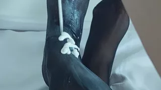 Black Pantyhose With Lots Of Cosmetics