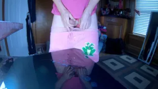 Sissy in Pink Fishnets Sprays Her Cumload All Over Her Dressing Table