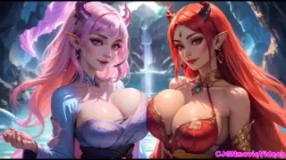 Lesbians kiss together, Ai animation