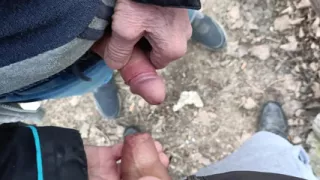 Old Man Fucks My Foreskin - Enjoying Uncut Cock - Cum on Uncut Dick