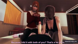 Threesome with Redhead Stepsister and Brunette Stepmom