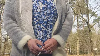 Enjoying a cigarette outside