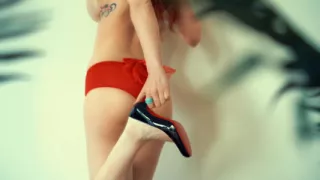 Red Heels: I Wear Some High Heels with Red Soles to Match the Burlesque Pom-pom Panties
