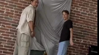 Three guys team up to fuck and cream a black slut