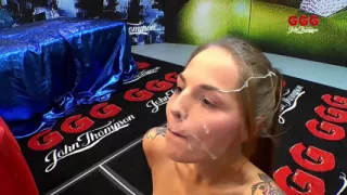 Redhead Slut Gangbanged and Cum-drenched by Four Horny Studs