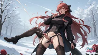 Snowy Rose & Cum-splattered Surrender: MILF's Dildo Feast in Winter