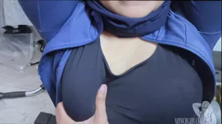 Asian Hijab Girl Stuck At Fitness Tools and Got Cum In Face By Her Trainer - Minokiiko
